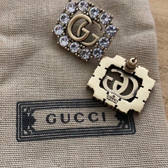 Gucci Crystal embellished GG Logo Stud Earrings - Picture 5 of 6